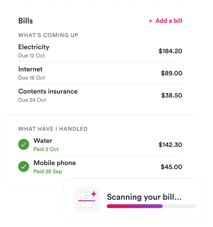 Home expenses and personal bills in the Ailo app