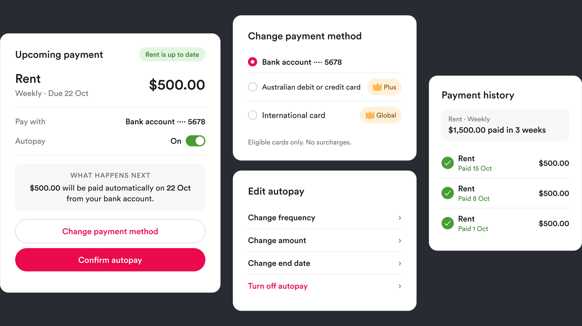 Automated payments and payment options in the Ailo app