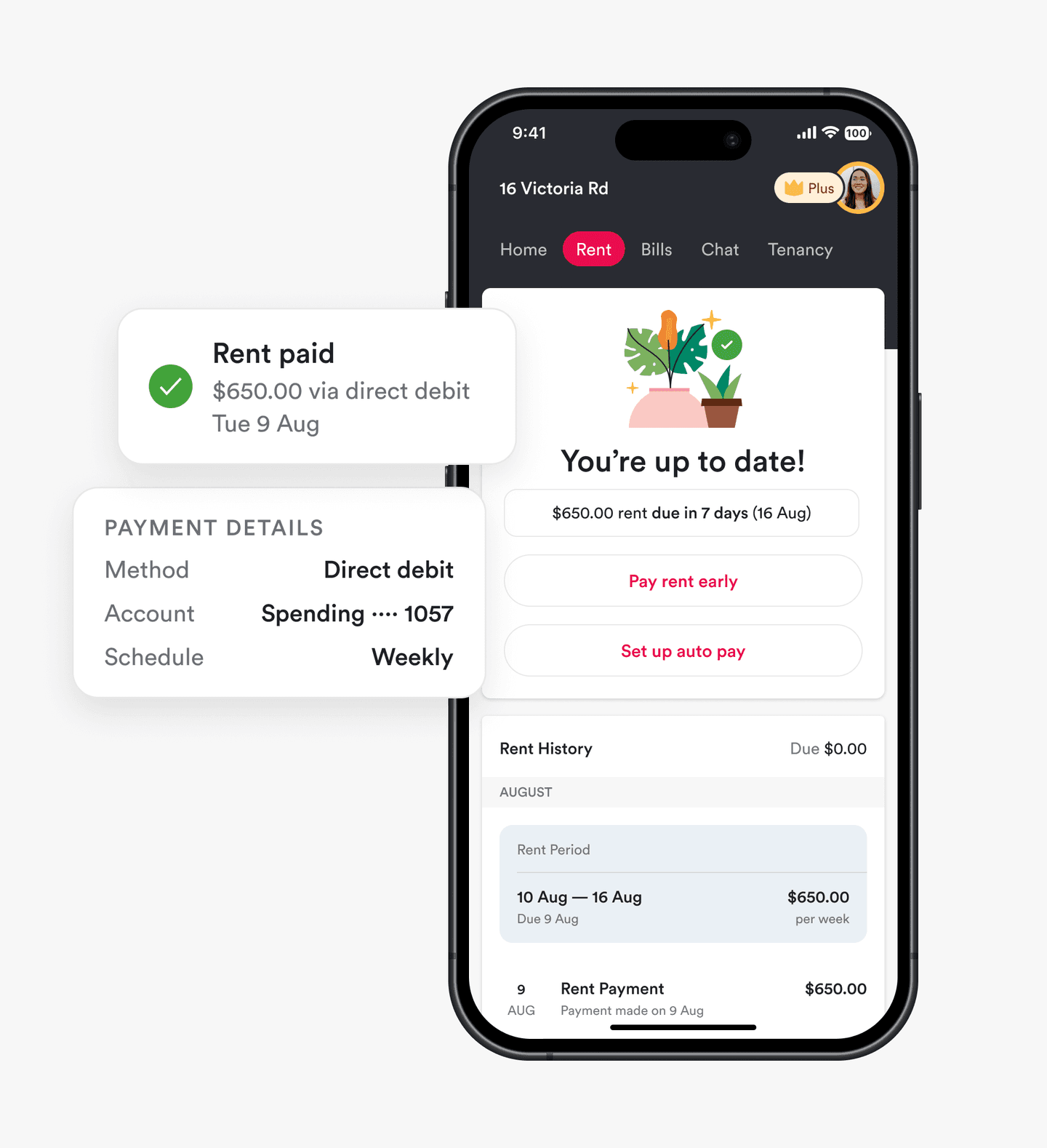 Rent and ledger in the Ailo app